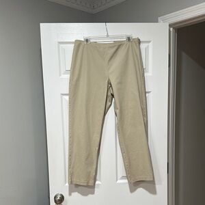 Eileen Fisher Light Tan Pants crop ankle with slit side zip large like new